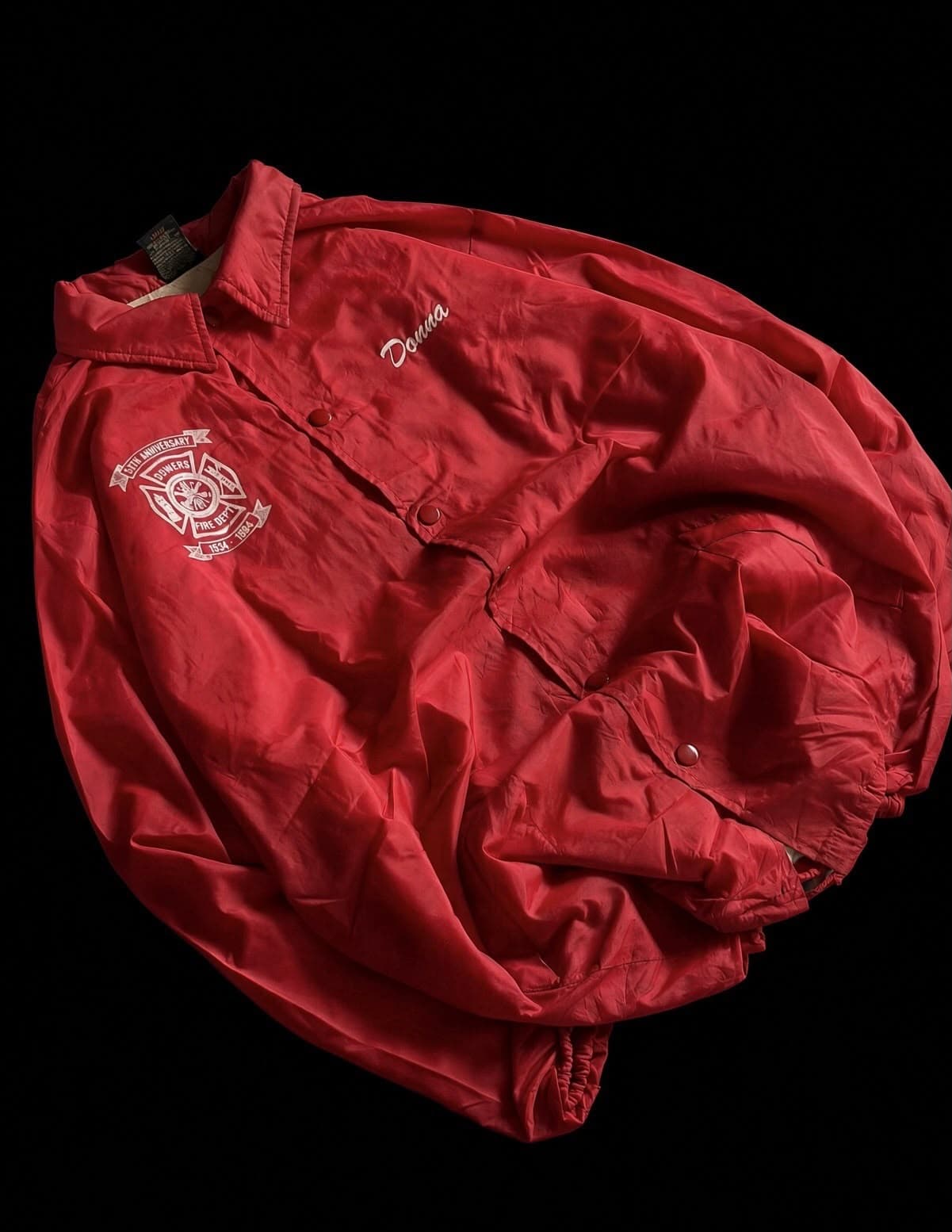 90s Vintage Red Fire Dept. Uniform Coach Jacket