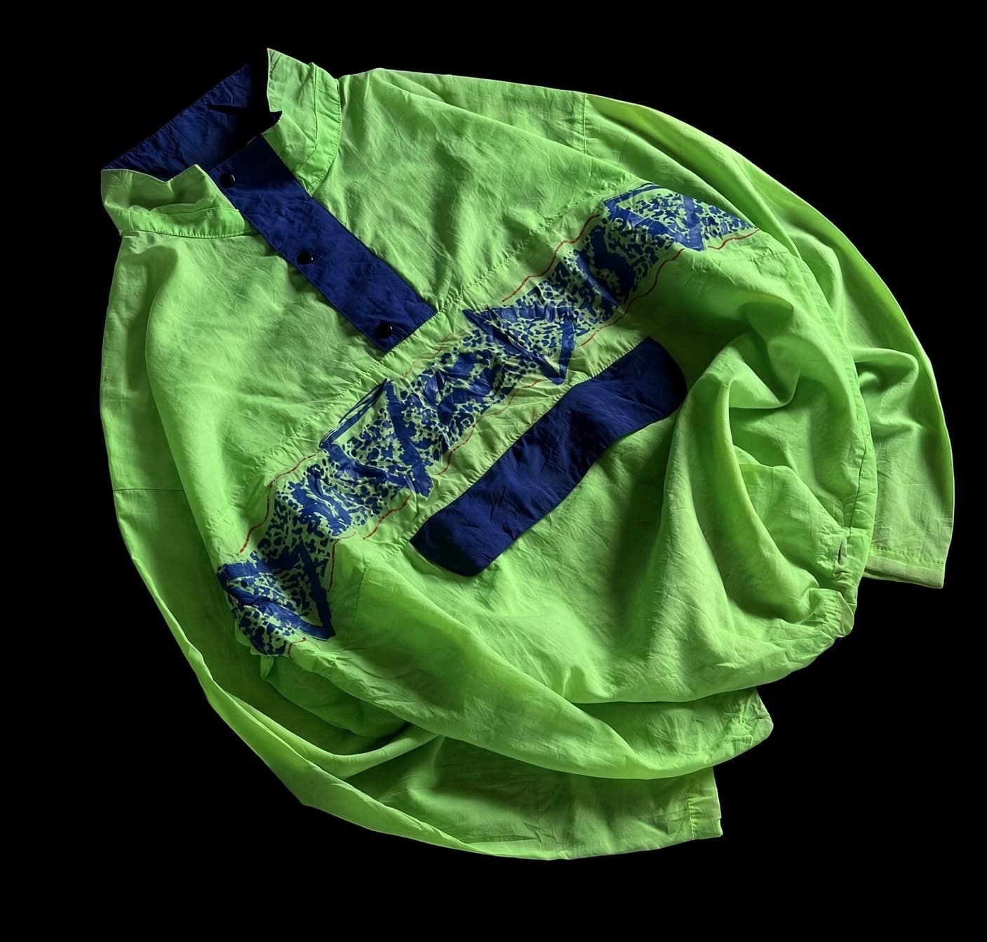 Vintage Neon Slash Geometric Windbreaker